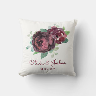 Burgundy Roses Wedding Cushion
