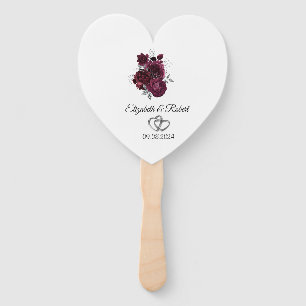 Burgundy Roses Wedding Hand Fan
