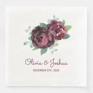 Burgundy Roses Wedding Napkin