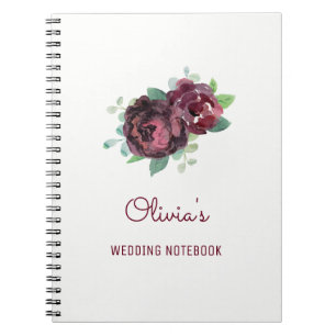 Burgundy Roses Wedding Planning Notebook