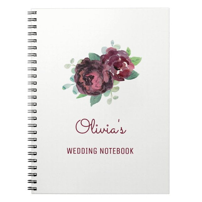 Burgundy Roses Wedding Planning Notebook (Front)