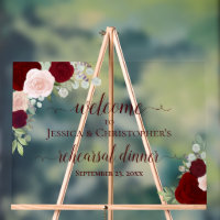 Burgundy Roses Wedding Rehearsal Dinner Welcome