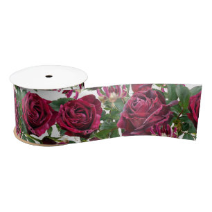 Burgundy Roses Wedding Ribbon Satin Ribbon