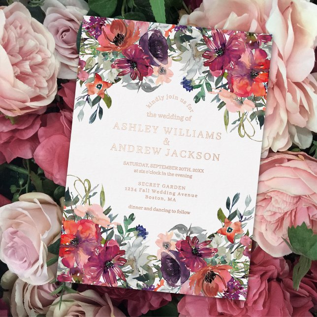 Burgundy & Rosy Gold Watercolor Floral  Wedding  (Creator Uploaded)