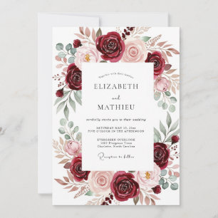 Burgundy Royal Autumnal Wedding Invitation