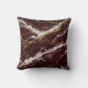 Burgundy Royale Marble with White & Gold Veining Cushion