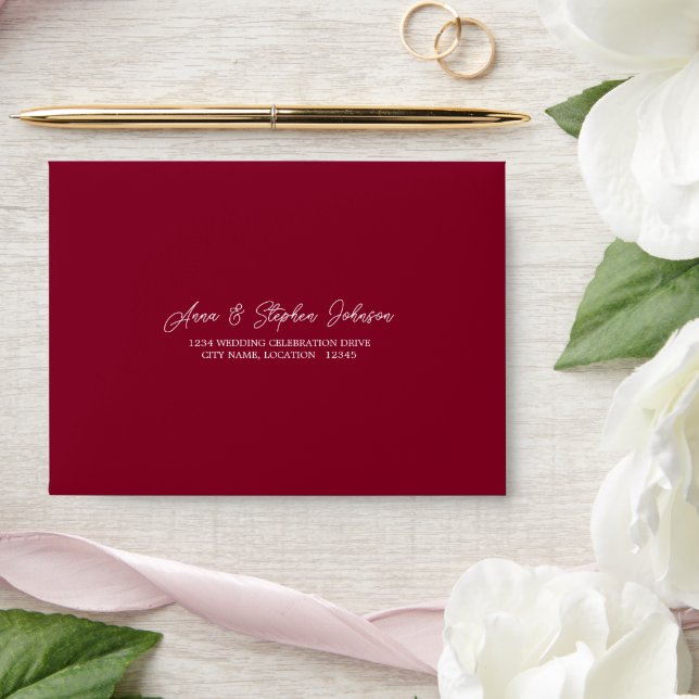 Burgundy RSVP Return Envelope (Wedding)