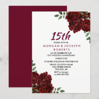 Burgundy Ruby Red Rose 15th Wedding Anniversary