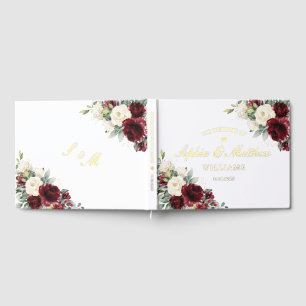 Burgundy Rust Burnt Orange Copper Floral Wedding Guest Book