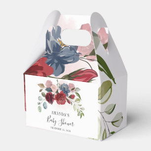 Burgundy Rustic Floral Baby Shower Custom Favour Box
