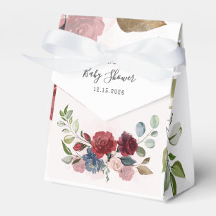 Burgundy Rustic Floral Baby Shower Custom Favour Box