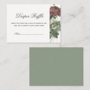 Burgundy Rustic Floral Modern Diaper Raffle Baby E Enclosure Card