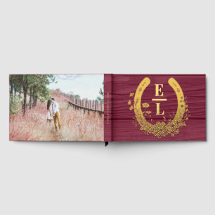 Burgundy Rustic Horseshoe Wedding Keepsake Guest Book