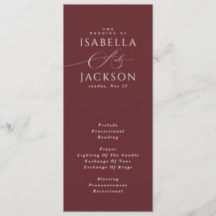 Burgundy Rustic Outdoor Wedding Programme