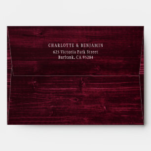 Burgundy Rustic Wood Wedding Envelope