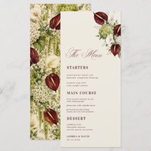 Burgundy & Sage Green Vintage Botanical Menu