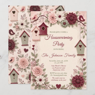 Burgundy Sage Housewarming Party Invitation