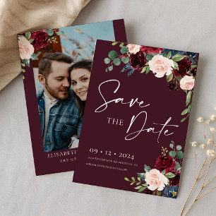 Burgundy Save the Date Invitation