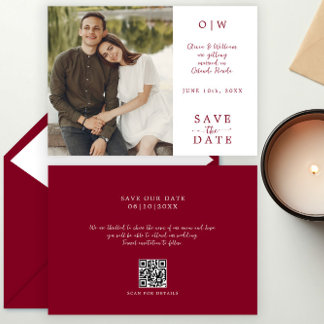 Burgundy Save the Date Photo Card
