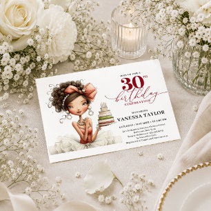 Burgundy Script 30th Birthday Funny Woman Party  Invitation