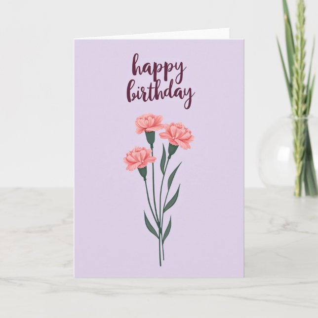 Burgundy Script Birthday Card (Front)