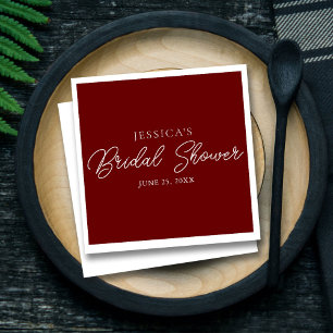 Burgundy Script Simple Bridal Shower Napkins 