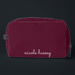 Burgundy Script  | Stylish Monogram Modern Dopp Kit<br><div class="desc">A simple stylish custom monogram design in an casual handwritten in striking monochrome Burgundy. The monogram can easily be personalised to make a design as unique as you are! The perfect trendy gift or accessory for any occasion.</div>