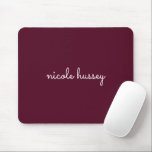 Burgundy Script  | Stylish Monogram Modern Mouse Pad<br><div class="desc">A simple stylish custom monogram design in an casual handwritten in striking monochrome Burgundy. The monogram can easily be personalised to make a design as unique as you are! The perfect trendy gift or accessory for any occasion.</div>