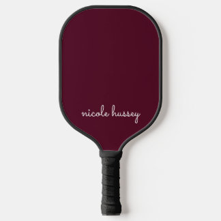 Burgundy Script  | Stylish Monogram Modern Pickleball Paddle