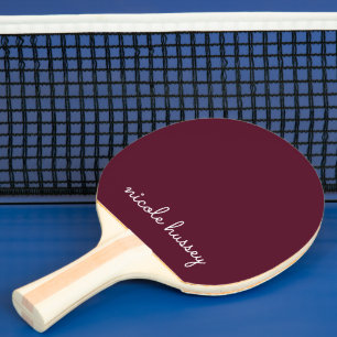 Burgundy Script Stylish Monogram Modern Ping Pong Paddle
