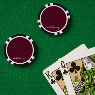Burgundy Script | Stylish Monogram Modern Poker Chips