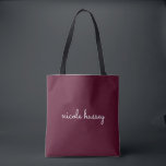 Burgundy Script  | Stylish Monogram Modern Tote Bag<br><div class="desc">A simple stylish custom monogram design in an casual handwritten in striking monochrome Burgundy. The monogram can easily be personalised to make a design as unique as you are! The perfect trendy gift or accessory for any occasion.</div>