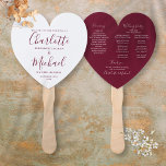 Burgundy Script Wedding Program Heart  Hand Fan<br><div class="desc">Featuring chic modern typography,  this stylish wedding program can be personalised with your special wedding day information. You can customise the background colour to match your wedding theme. Designed by Thisisnotme©</div>