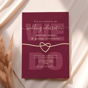 Burgundy Script Wedding Reception Invite