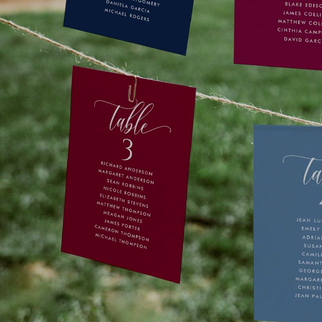 Burgundy, Seating Plan Cards with Guest Names (Creator Uploaded)