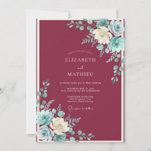 Burgundy Serene Bloom Wedding Invitation