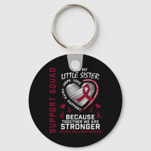 Burgundy Sickle Cell Awareness Items Little Sister Key Ring