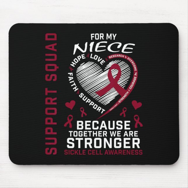 Burgundy Sickle Cell Awareness Items Niece Support Mouse Pad (Front)