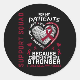 Burgundy Sickle Cell Awareness Items Nurse Patient Classic Round Sticker