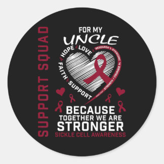 Burgundy Sickle Cell Awareness Items Uncle Support Classic Round Sticker
