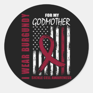 Burgundy Sickle Cell Awareness Shirt Godmother Ame Classic Round Sticker