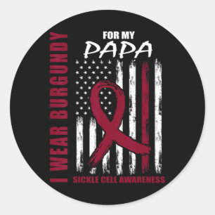 Burgundy Sickle Cell Awareness Shirt Papa American Classic Round Sticker