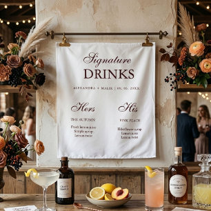 Burgundy Signature Drink wedding sign Tapestry