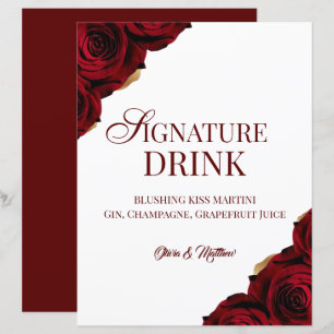Burgundy Signature Drink Wedding Tabletop Sign