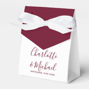 Burgundy Signature Script Elegant Wedding Favour Box