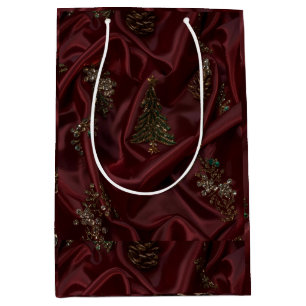Burgundy Silk-Look Diamond Medium Gift Bag