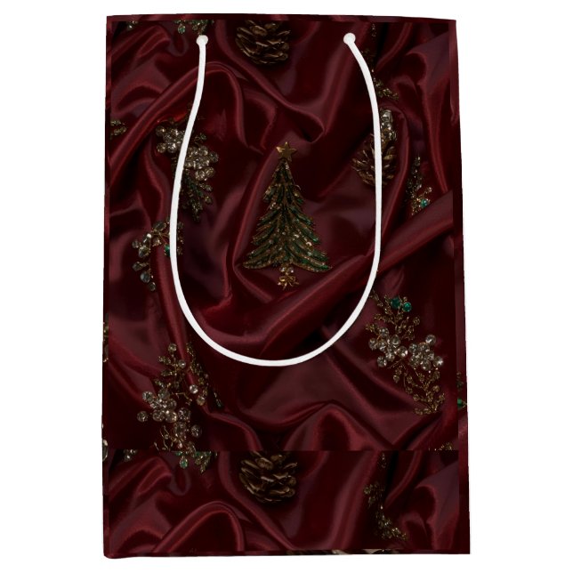 Burgundy Silk-Look Diamond  Medium Gift Bag (Front)