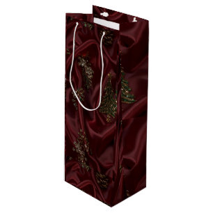 Burgundy Silk-Look Diamond Wine Gift Bag