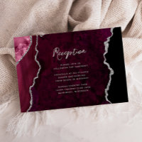 Burgundy Silver Agate Script Wedding Reception