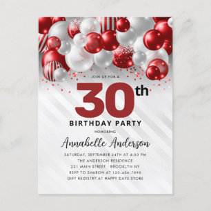 Burgundy Silver Balloon Glitter Any Age Birthday Postcard
